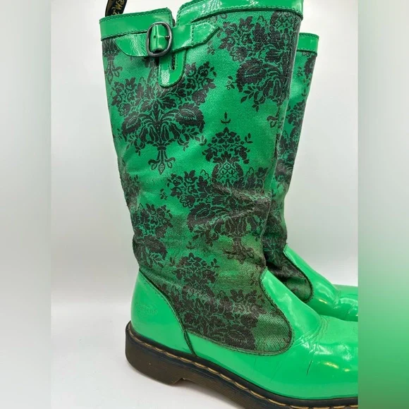 RARE Dr Martens green floral Rain Nellie  Wellies Welly Wellington boot VINTAGE - Picture 6 of 16
